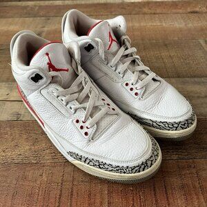 Jordan 3 Retro Hall of fame white red black mens -12